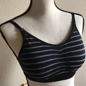 Maternity Nursing Bra S Black Gray Striped